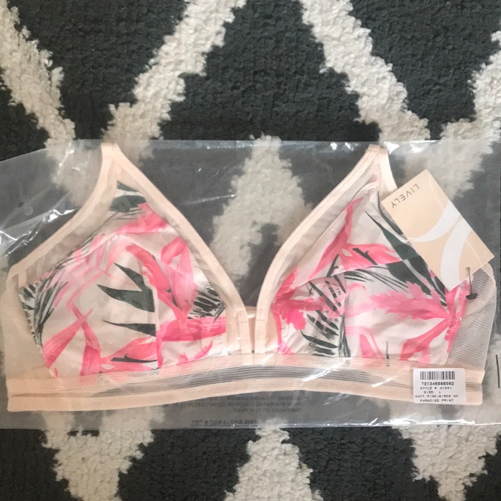NWT Lively Mesh Bralette in Soft Pink/Floral Print